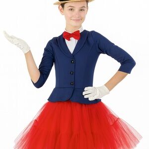 Mary Poppins Inspired Weissman Dance Costume – Adult Small w/ Hat & Gloves